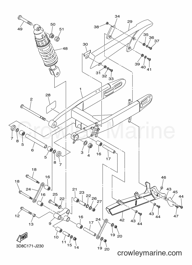 Yamaha Motors XVS1300A (3D8F) [010] - REAR ARM & SUSPENSION