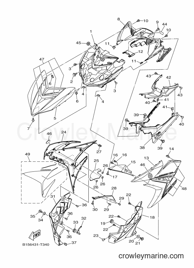 Yamaha Motors T150 (B156) [010] - LEG SHIELD