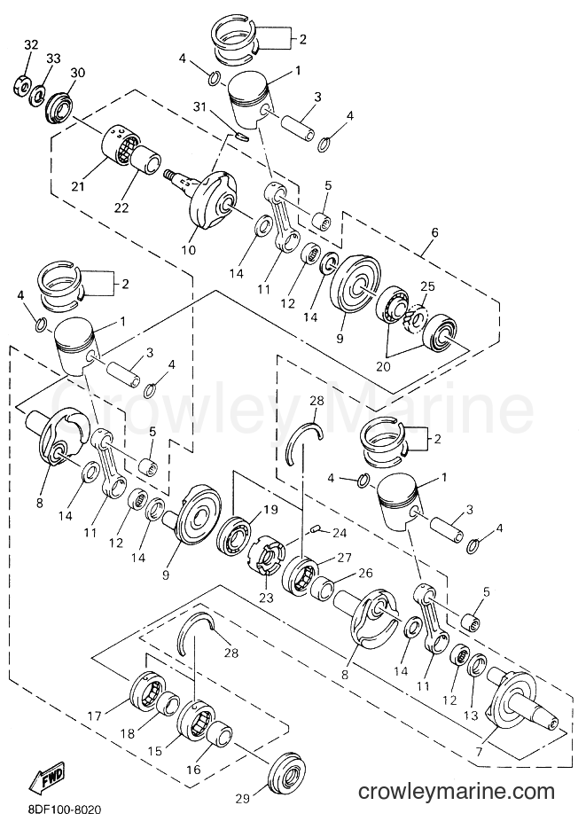 1998 Snowmobile SRX700S - SRX700S (8DW1) [020] - CRANKSHAFT & PISTON