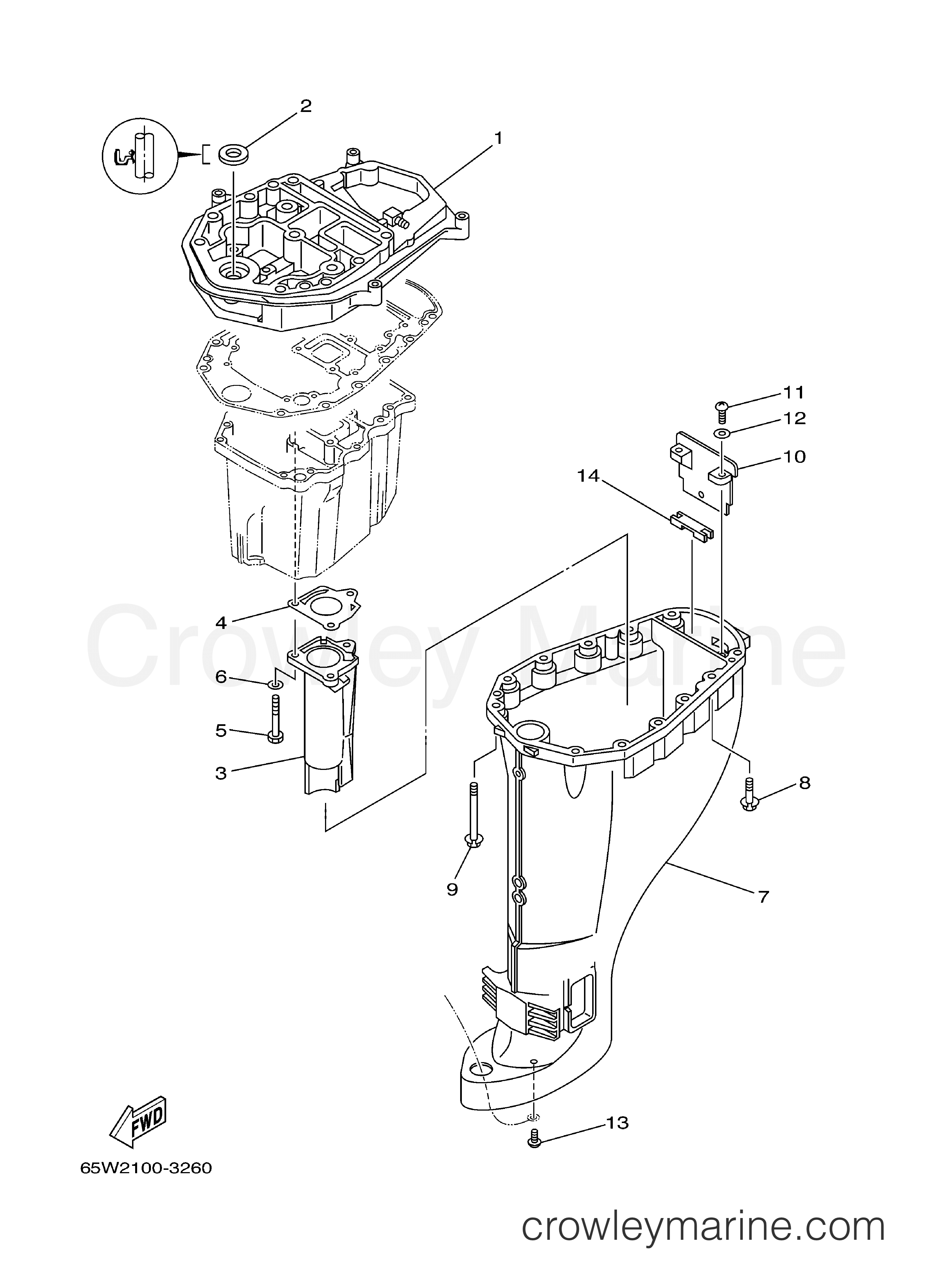 Yamaha Motors F25TLRD - UPPER CASING