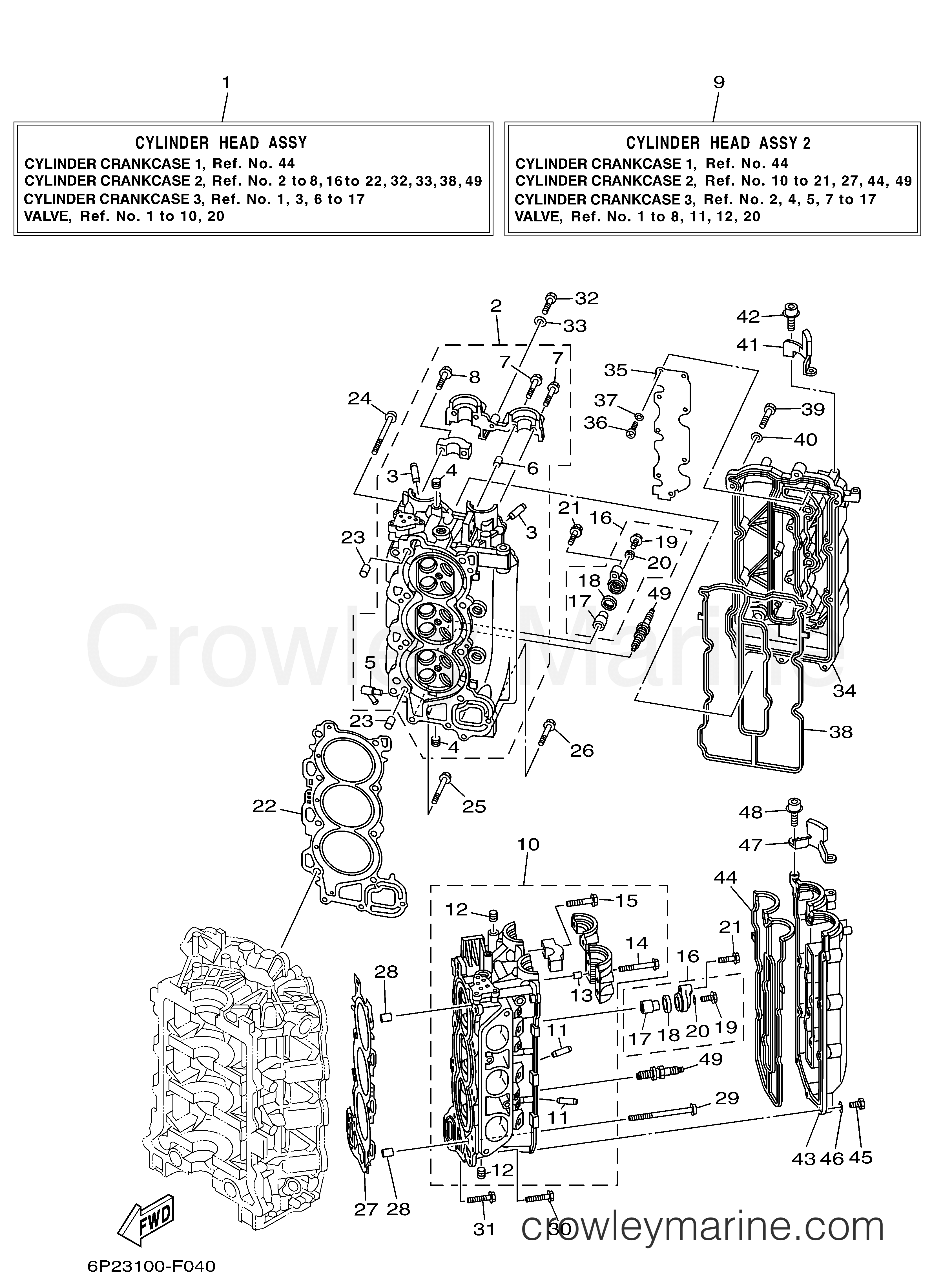Yamaha Motors LF250TUR - CYLINDER CRANKCASE 2
