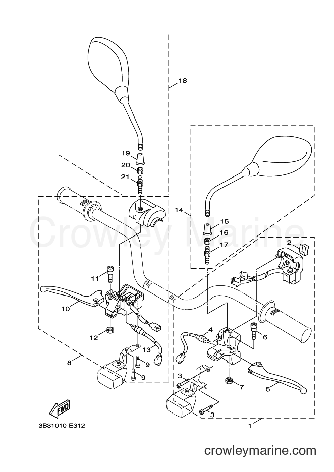 Yamaha Motors XF50 (15P2) [010] - HANDLE SWITCH & LEVER