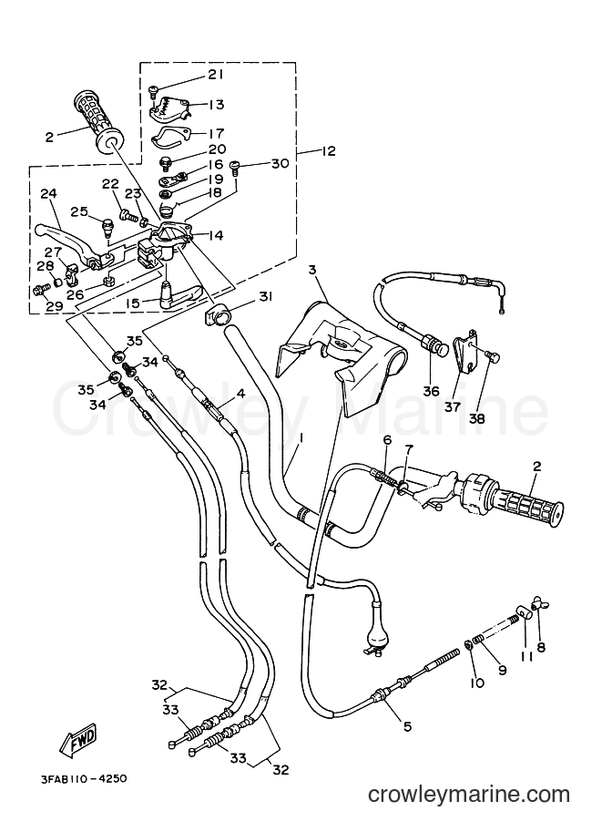 Yamaha Motors YFA1 (3FAJ) [010] - STEERING HANDLE & CABLE