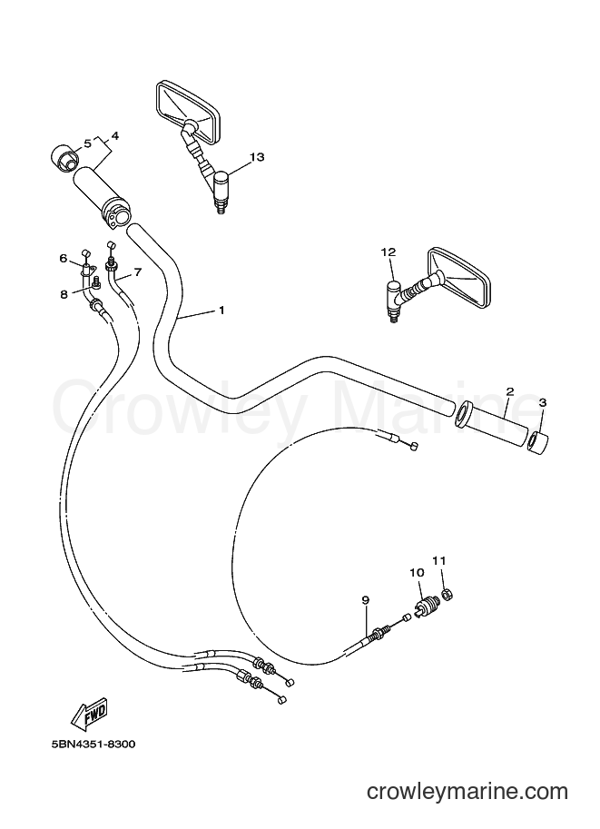 Yamaha Motors XVS650A (5BNA) [010] - STEERING HANDLE & CABLE