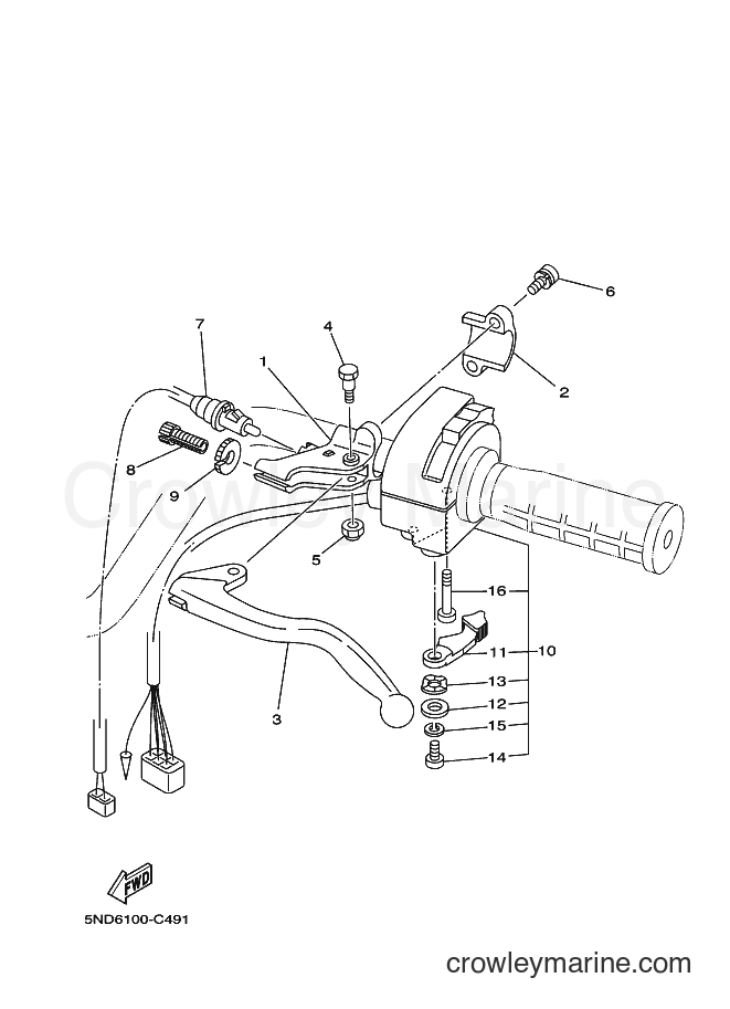 Yamaha Motors YFM450FWAN (5ND7) [010] - HANDLE SWITCH & LEVER