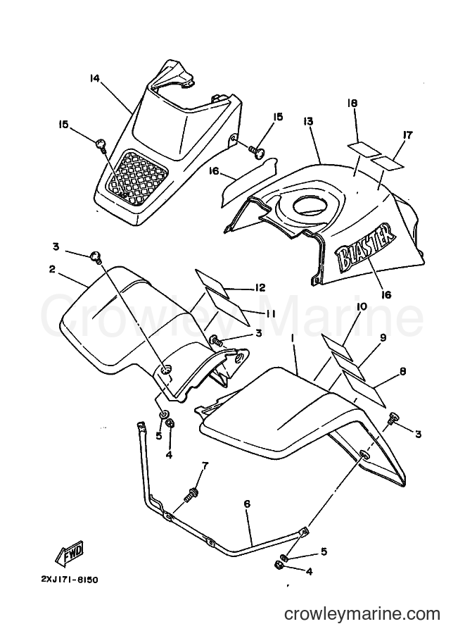 1988 ATV YFS200 - YFS200 (2XJ0) [025] - FRONT FENDER