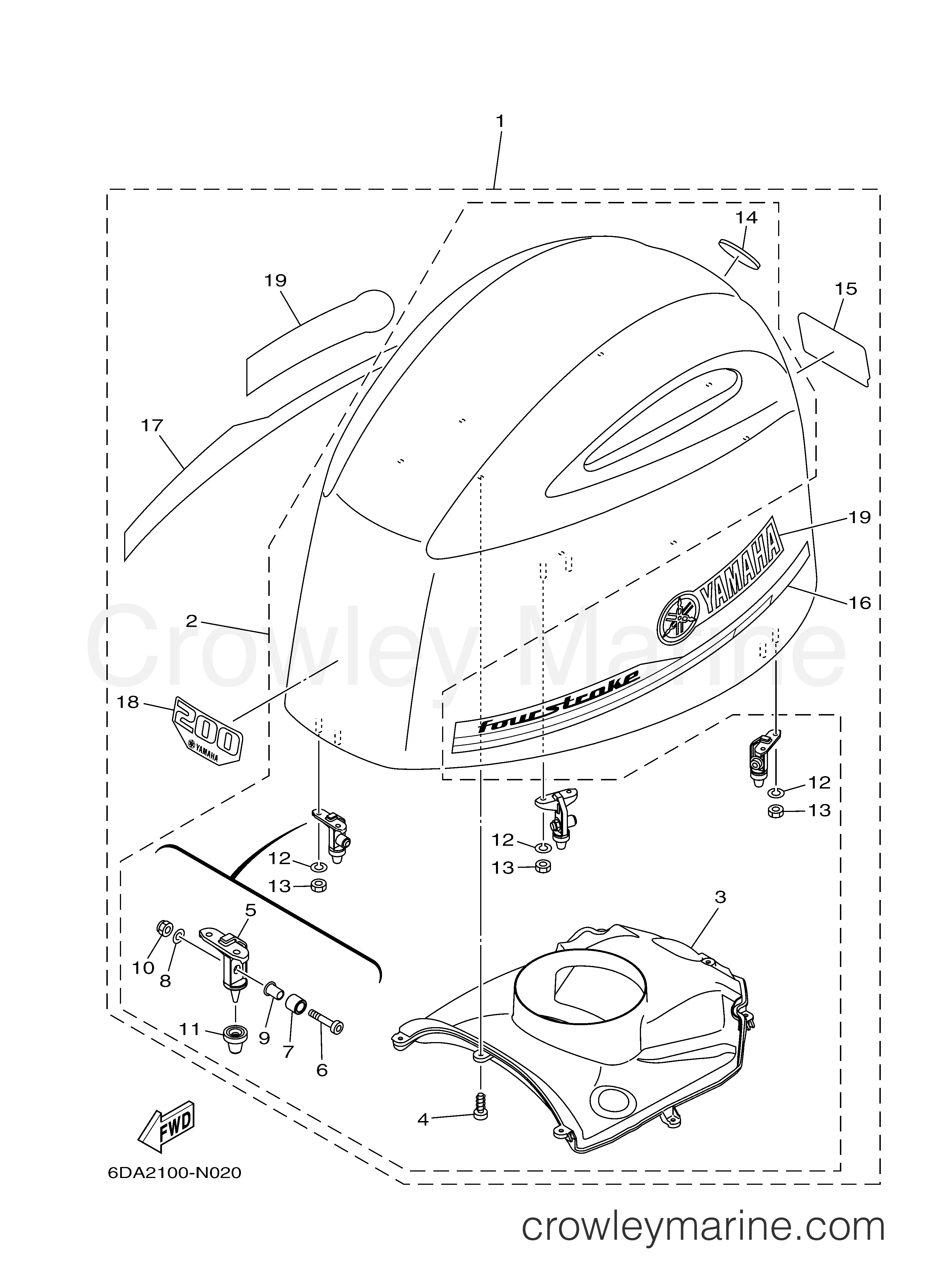 Yamaha Motors F200XCA - TOP COWLING