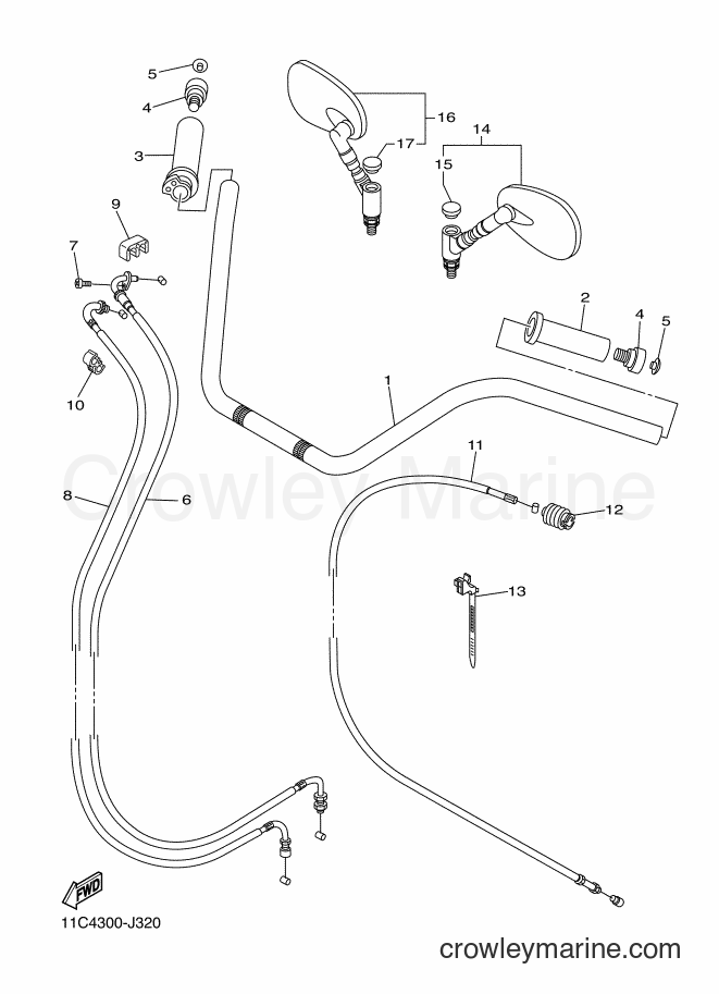 Yamaha Motors XVS1300A (1CS1) [010] - STEERING HANDLE & CABLE