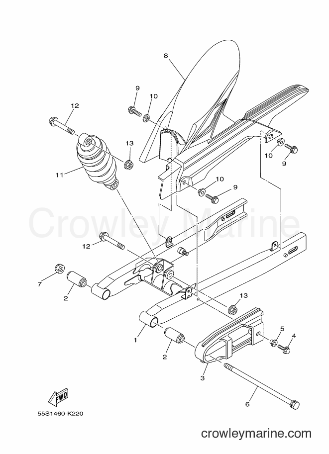 2013 Scooter T135SEC - T135SEC (55S3) [010] - REAR ARM & SUSPENSION