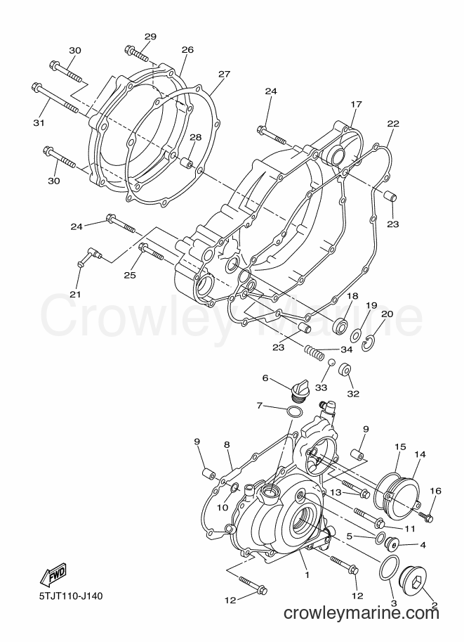 2013 Dirt Bike WR450F - WR450F (1DX6) [010] - CRANKCASE COVER 1