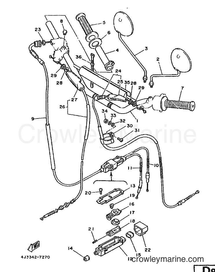 1987 Dirt Bike DT125-MX - DT125-MX (4J3) [999] - STEERING HANDLE & CABLE