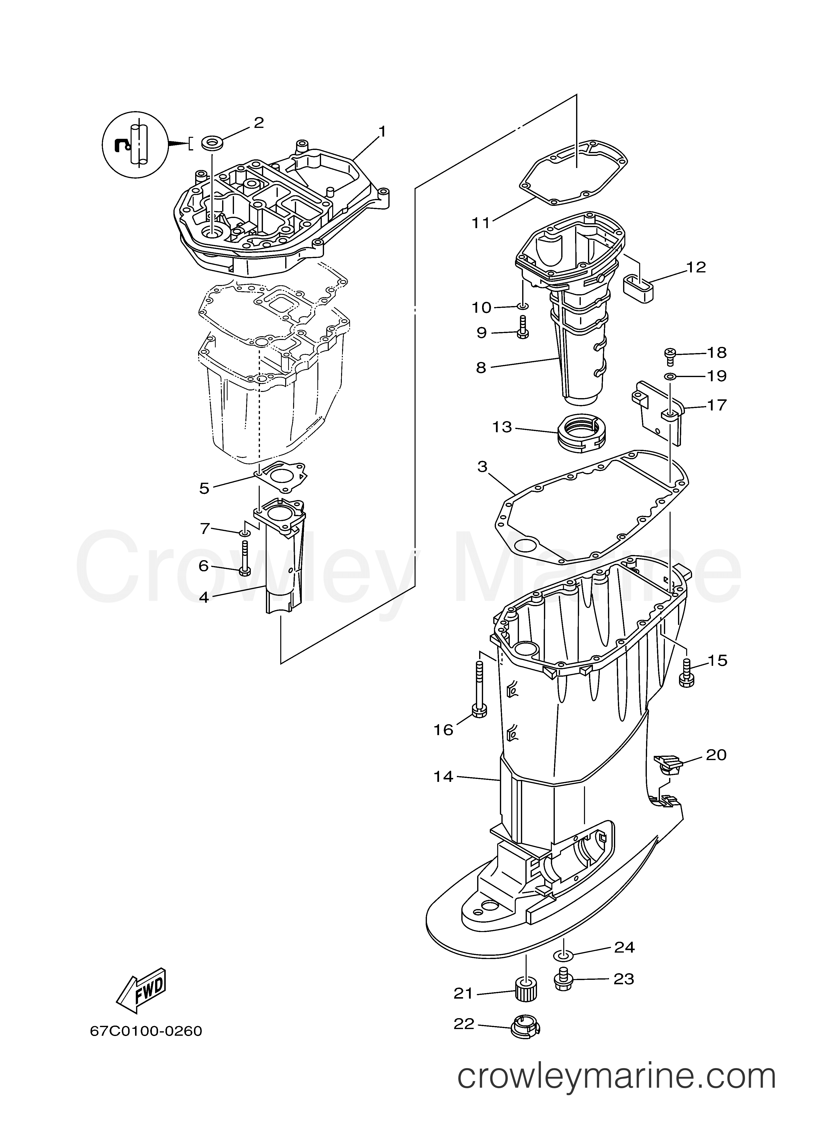 Yamaha Motors F40MLHZ - UPPER CASING