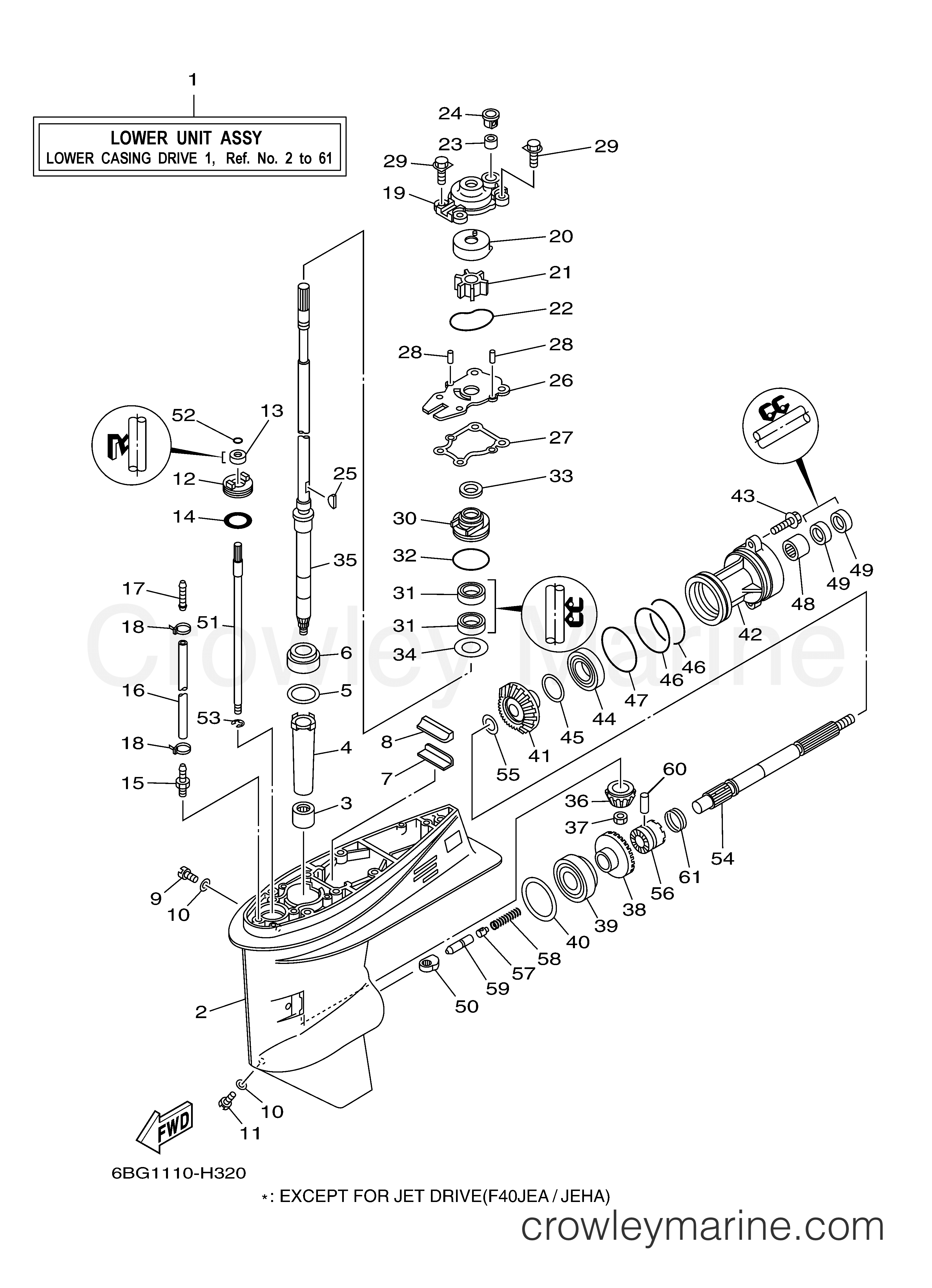 Yamaha Motors F40LEHA - LOWER CASING DRIVE 1