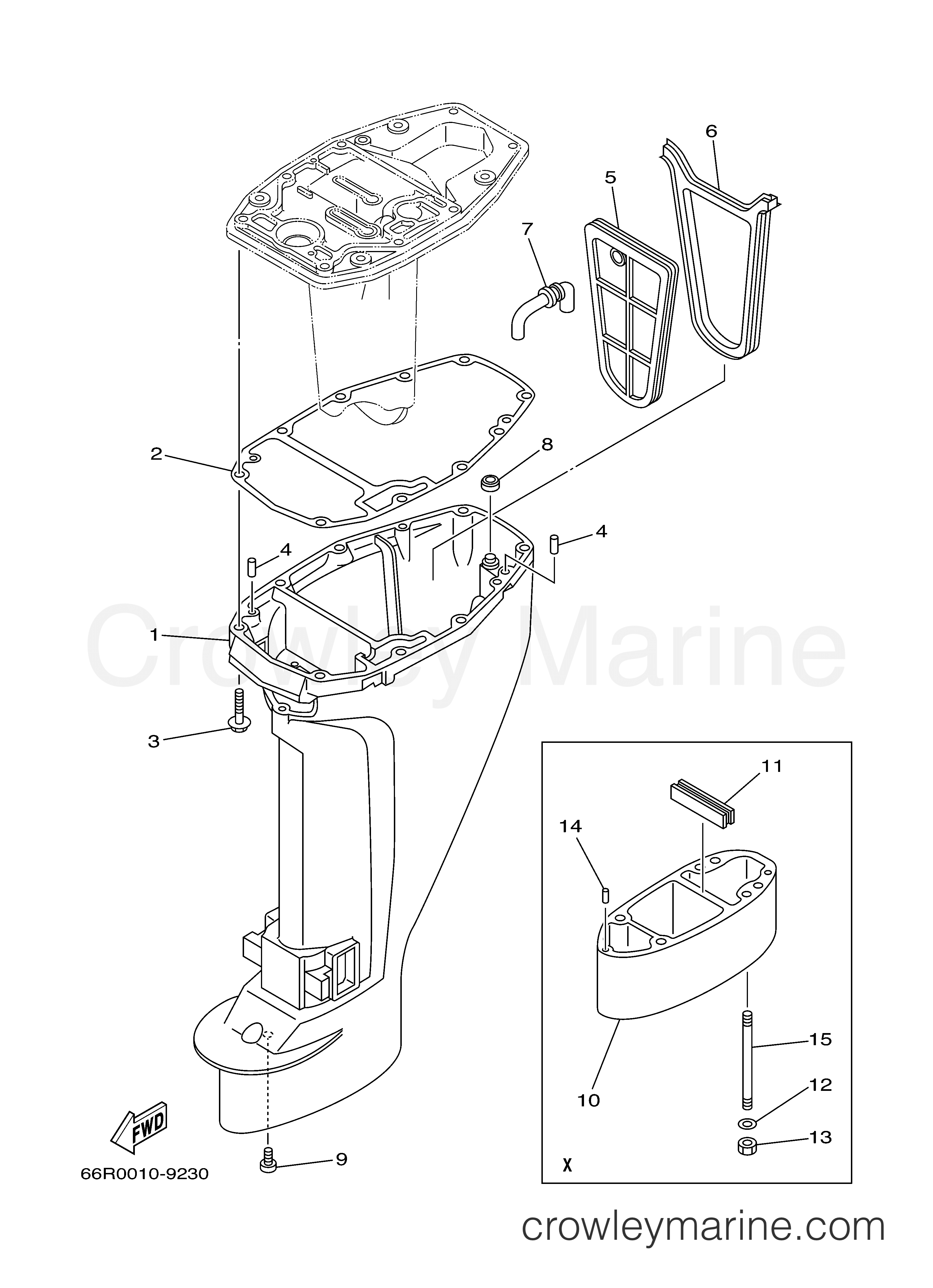 Yamaha Motors T9.9ELH2 - UPPER CASING