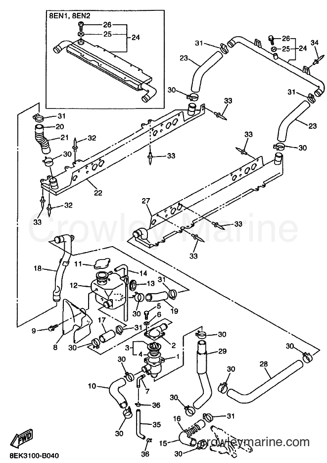 2003 Snowmobile SXV700 - SXV700 (8EN2) [010] - RADIATOR & HOSE