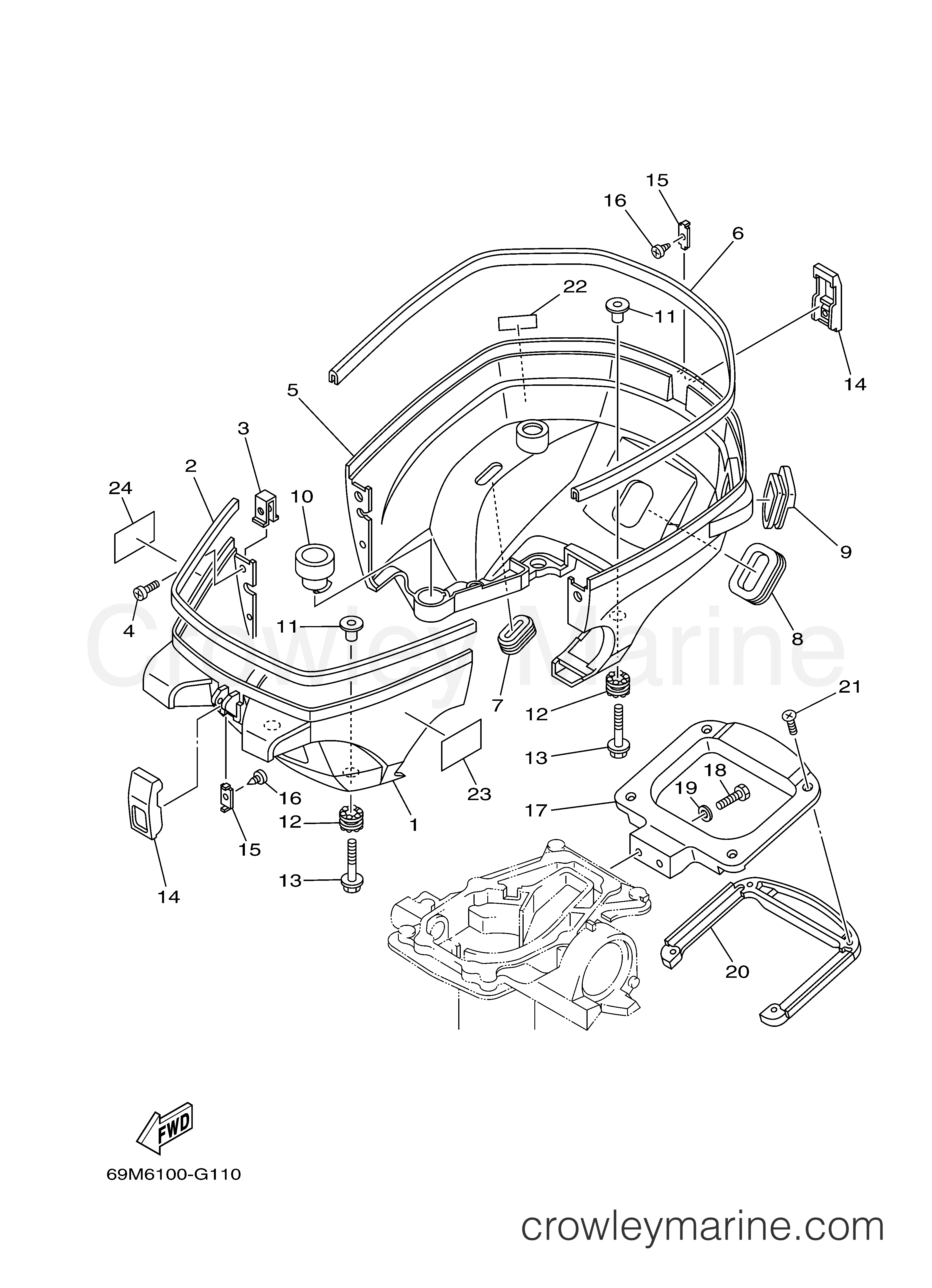 BOTTOM COWLING - 2014 Yamaha Outboard 2hp F2.5LMHA | Crowley Marine