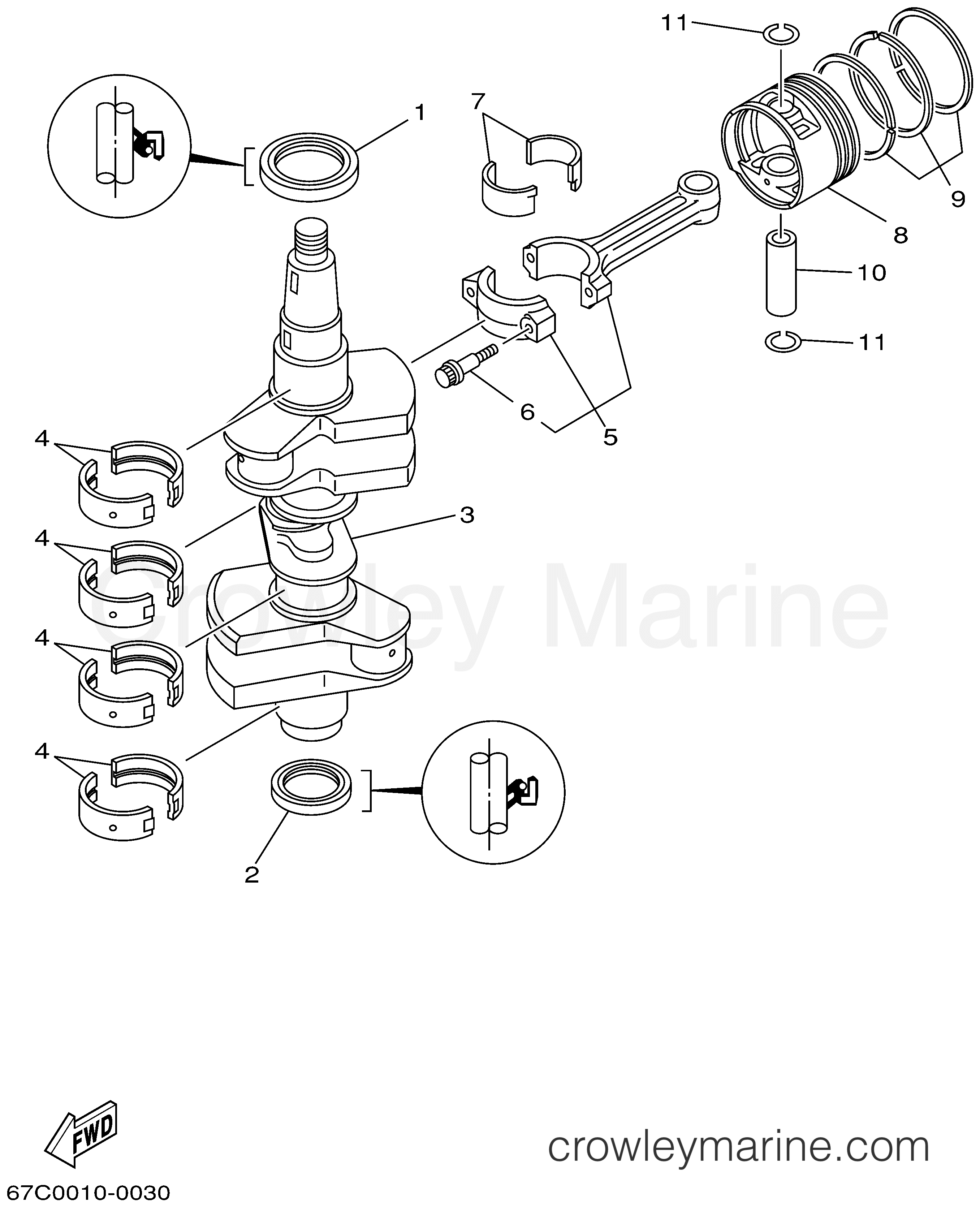 Yamaha Motors F40ESRA - CRANKSHAFT PISTON