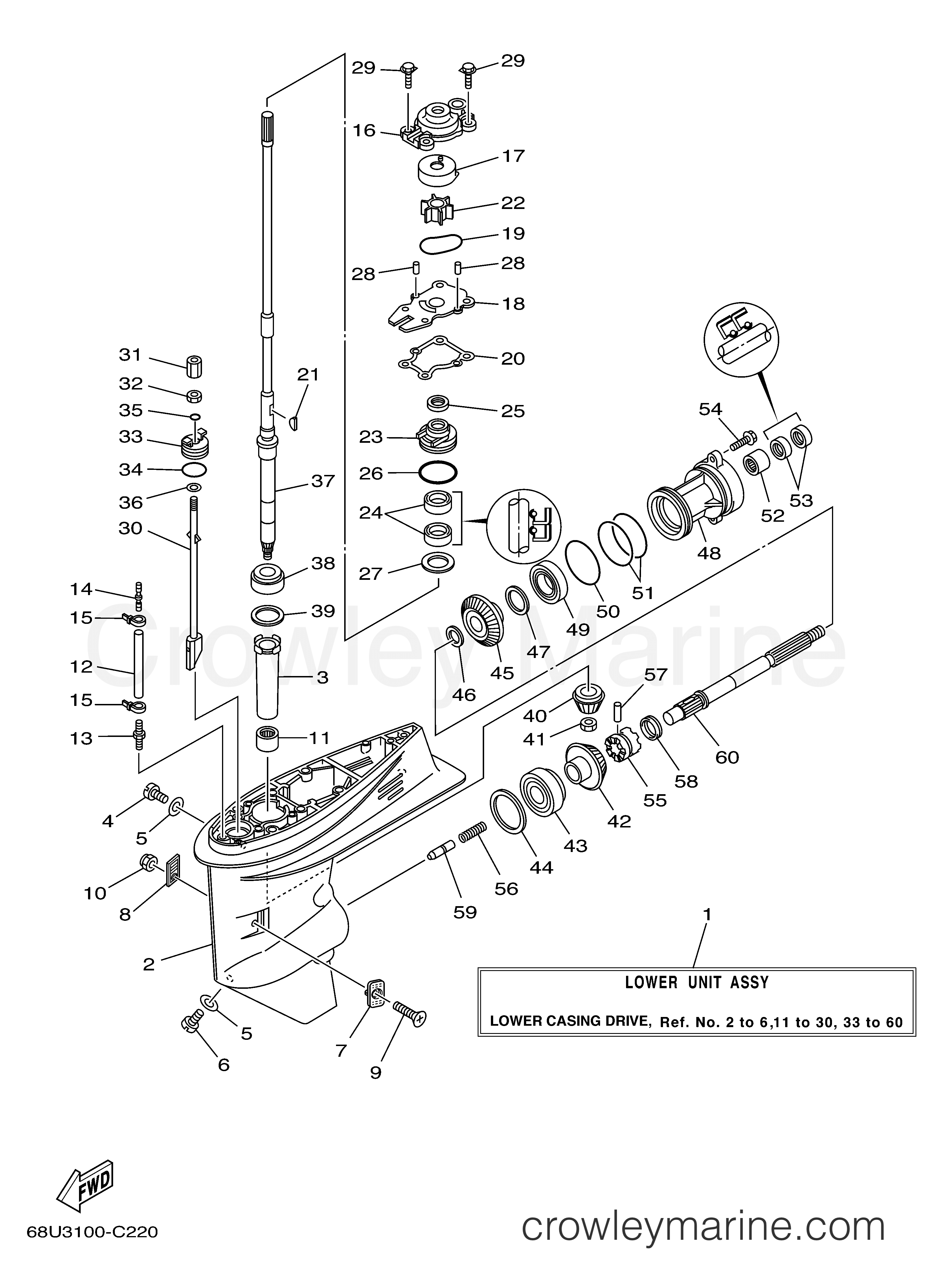 Yamaha Motors T25TLRD - LOWER CASING DRIVE 1