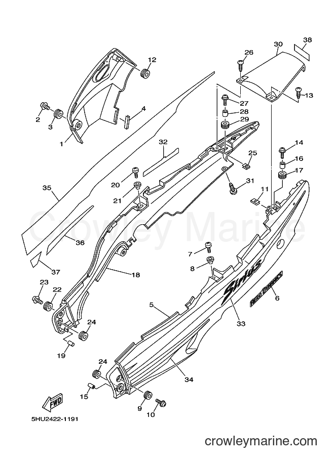 2001 Scooter T105SE - T105SE (5HU2) [020] - SIDE COVER