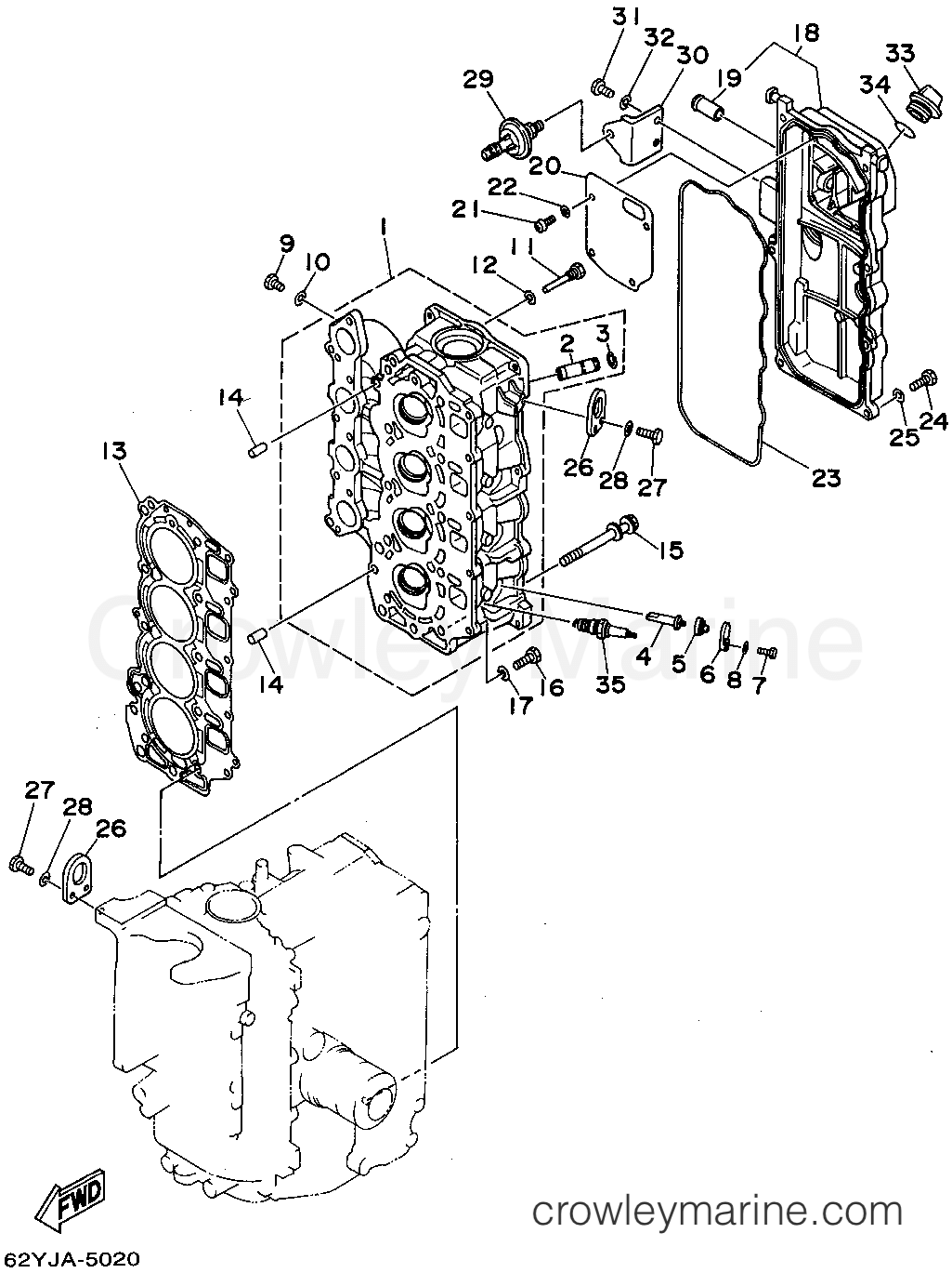 Yamaha Motors F50TLHT - CYLINDER CRANKCASE 2