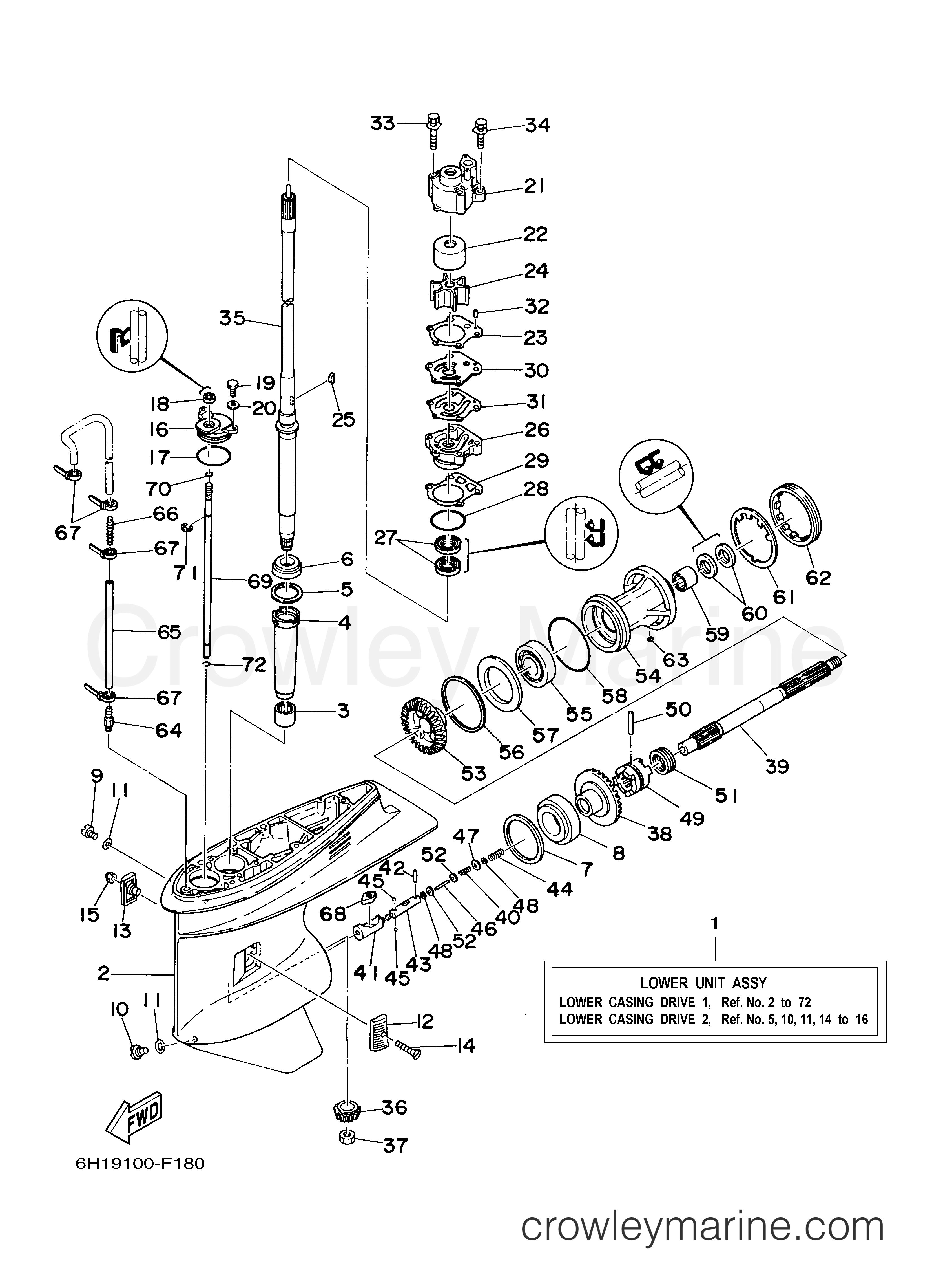 Yamaha Motors 90TLR - LOWER CASING DRIVE 1