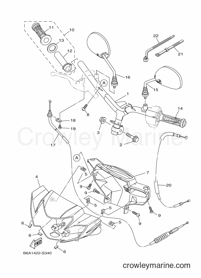 Yamaha Motors T110LEC (B6A3) [010] - STEERING CABLE FOR DISK BRAKE