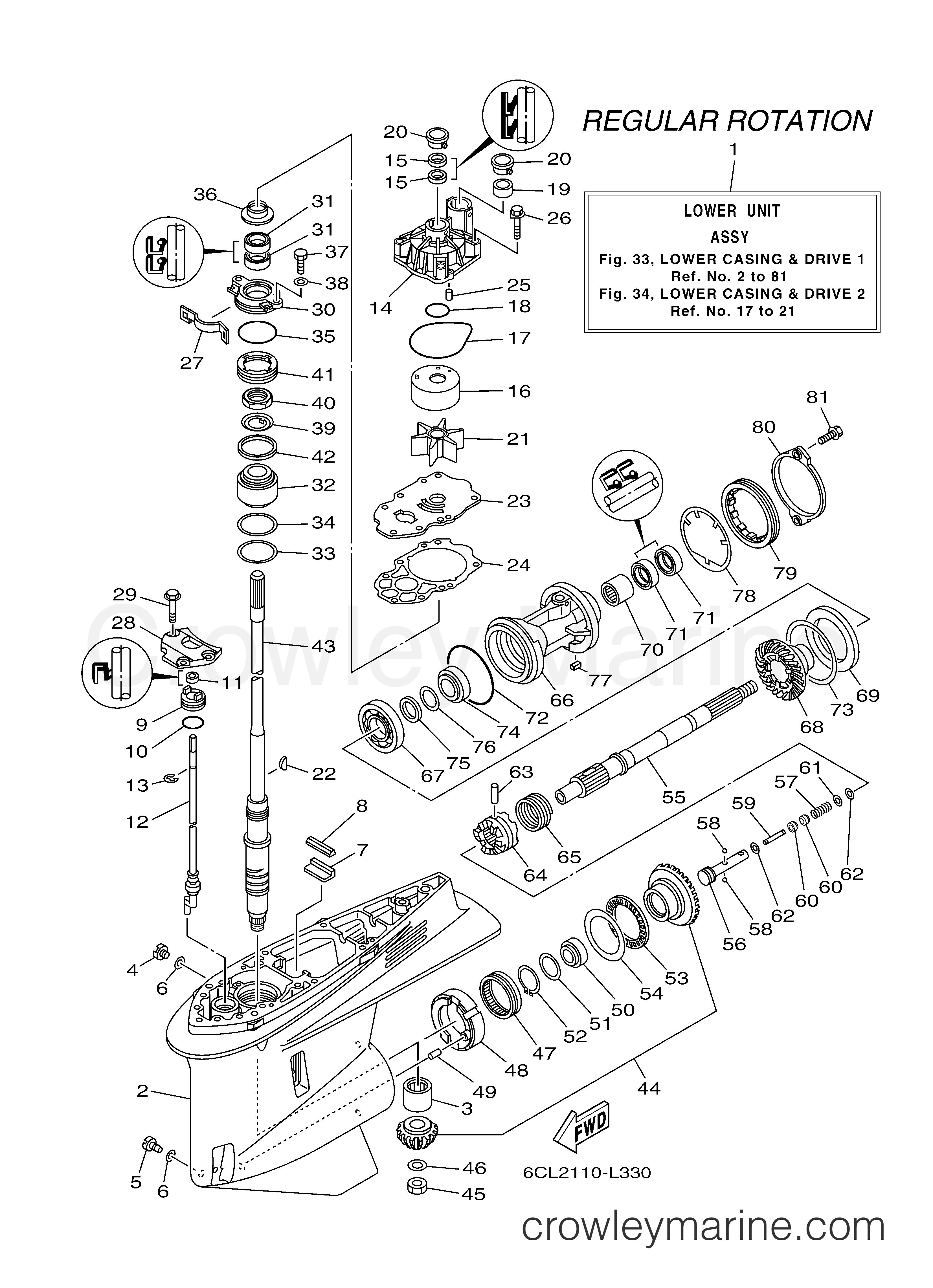 Yamaha Motors F225XCA - LOWER CASING DRIVE 1