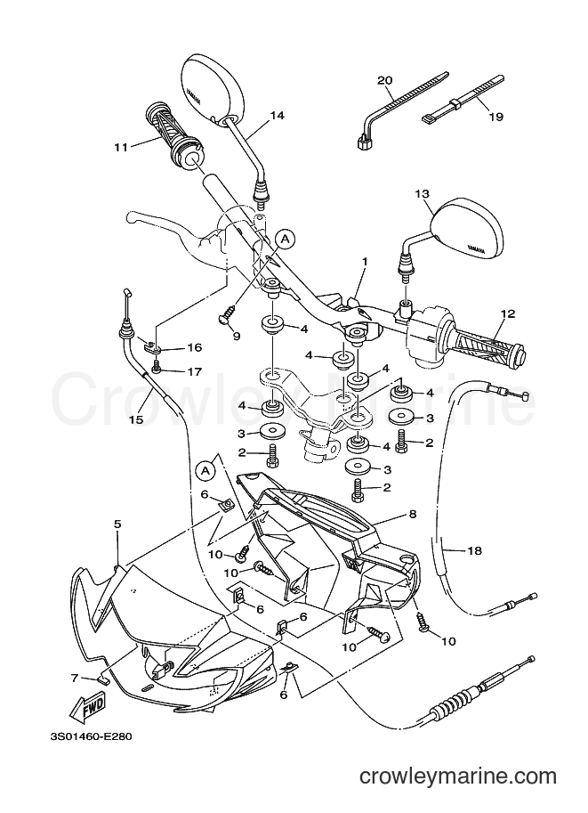 Yamaha Motors T110LSE (4D72) [010] - STEERING HANDLE & CABLE