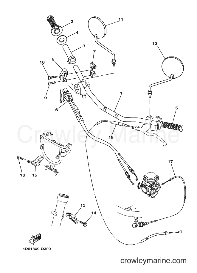 2005 Dirt Bike XG250 - XG250 (4D61) [010] - STEERING HANDLE & CABLE