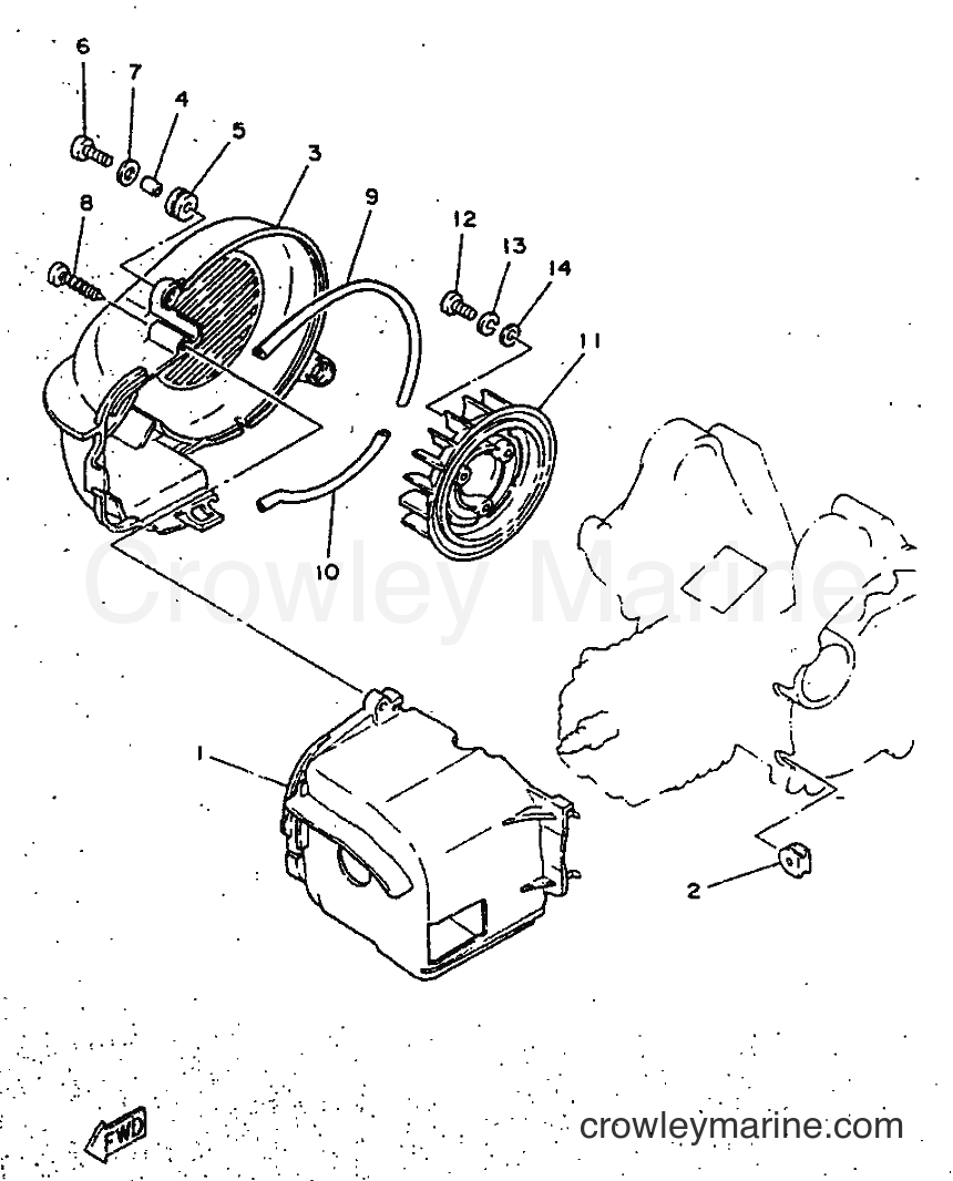 1998 Scooter YN50 - YN50 (5BV1) [010] - AIR SHROUD & FAN