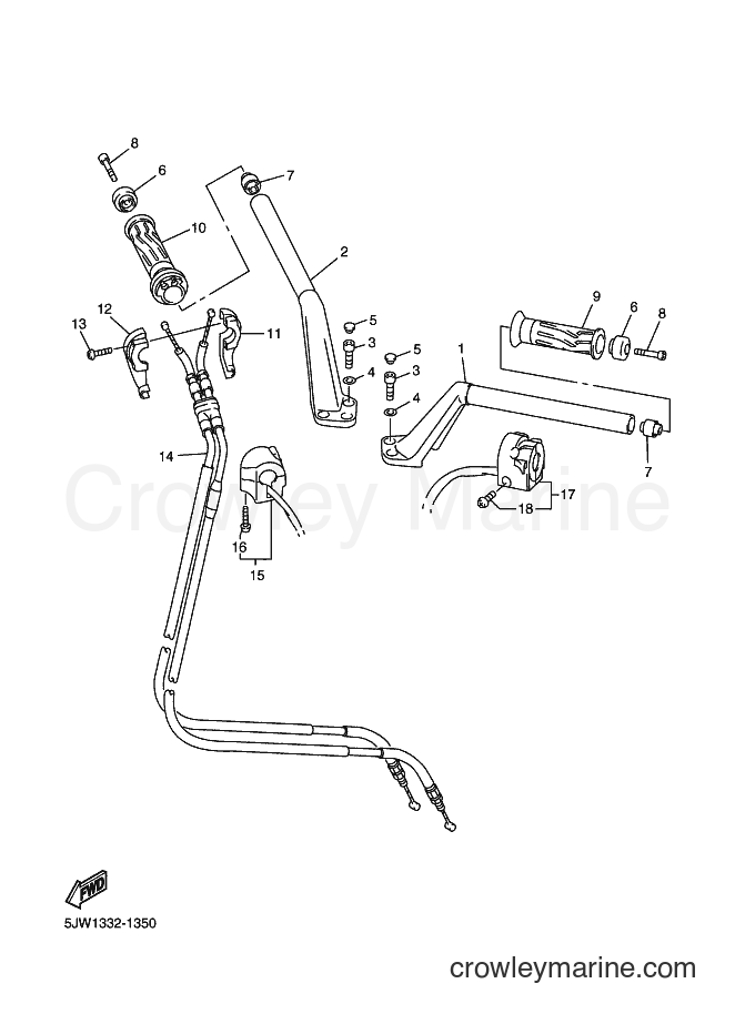 2001 Sport Bike FJR1300 - FJR1300 (5JW1) [060] - STEERING HANDLE & CABLE
