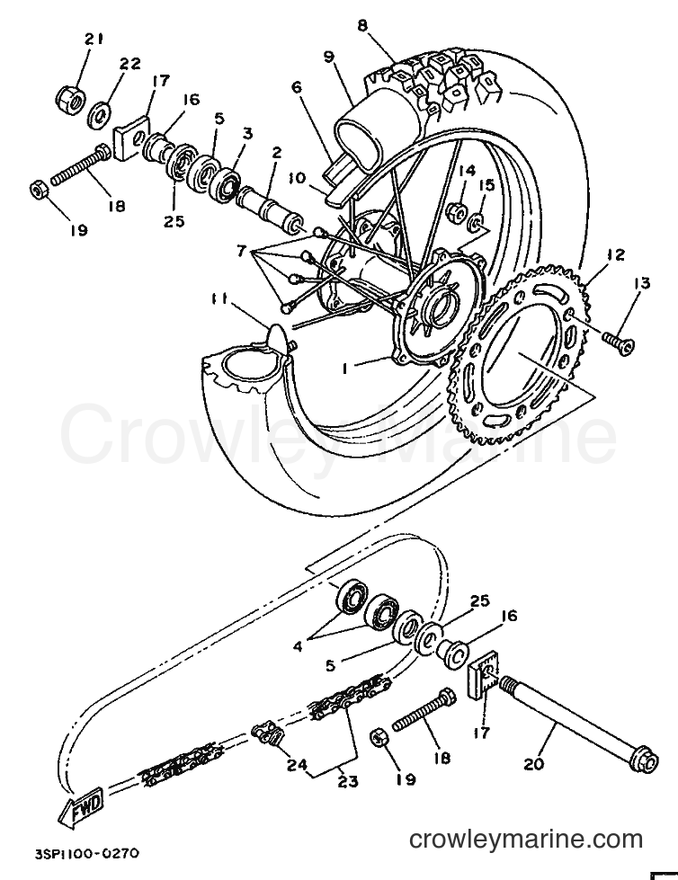 1990 Dirt Bike YZ250 - YZ250 (3SP2) [030] - REAR WHEEL