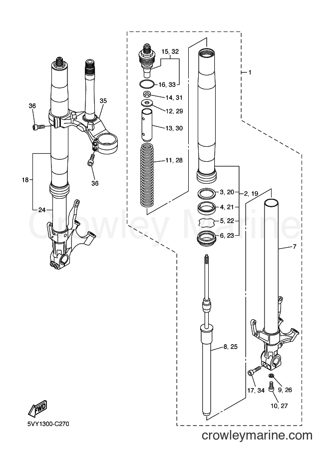 2004 Sport Bike YZF-R1 - YZF-R1 (5VY1) [050] - FRONT FORK