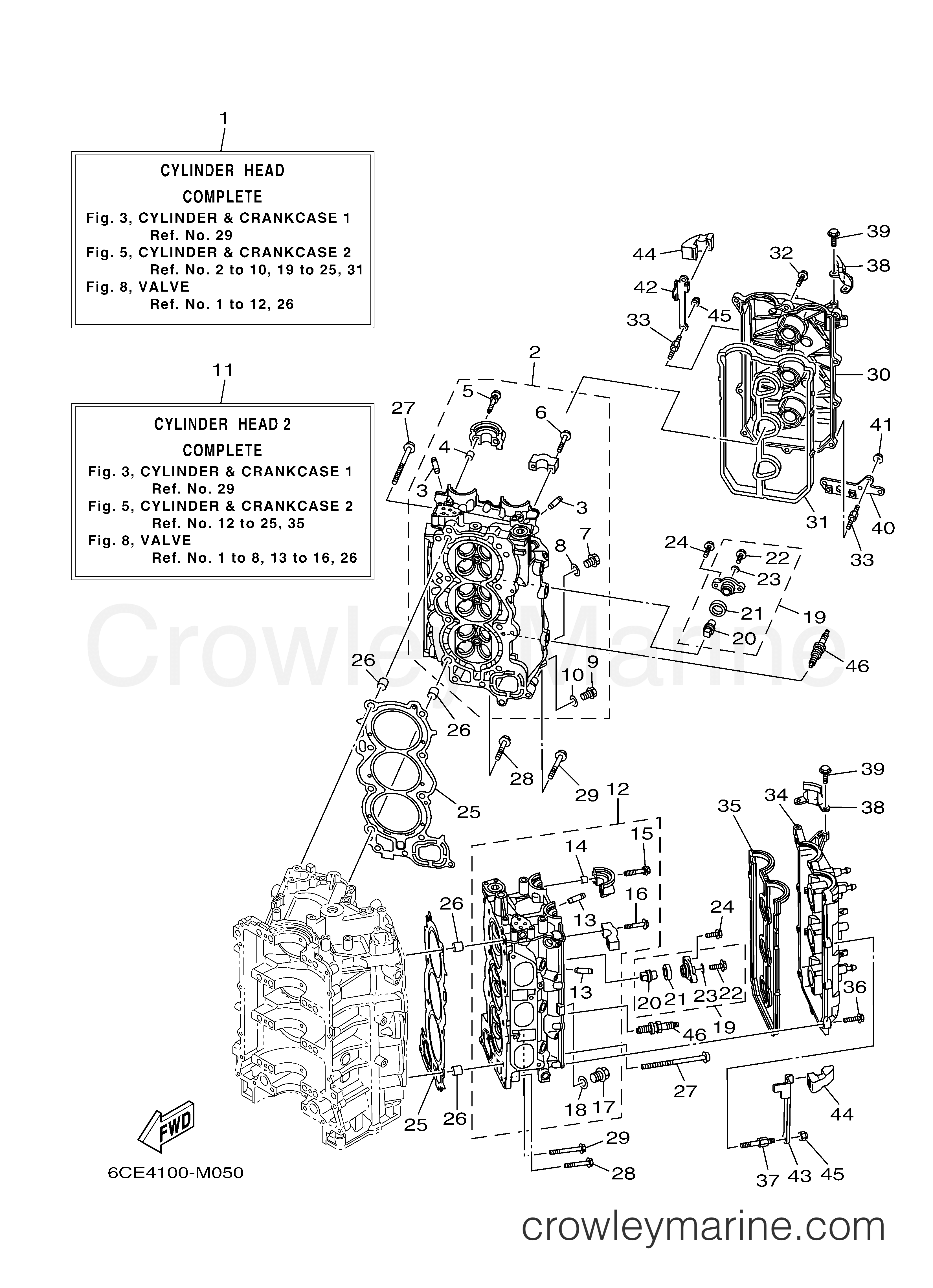 Yamaha Motors LF250UCA - CYLINDER CRANKCASE 2