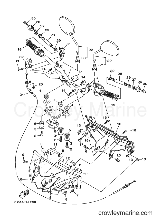 Yamaha Motors T135FI (2S51) [010] - STEERING HANDLE & CABLE
