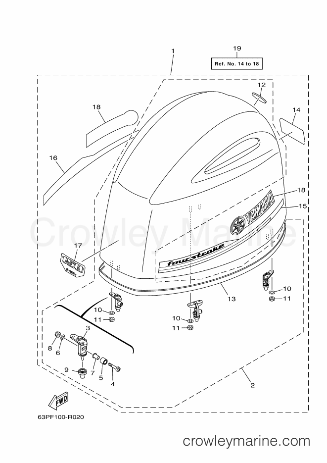 Yamaha Motors F150B (63PF) [310] - TOP COWLING