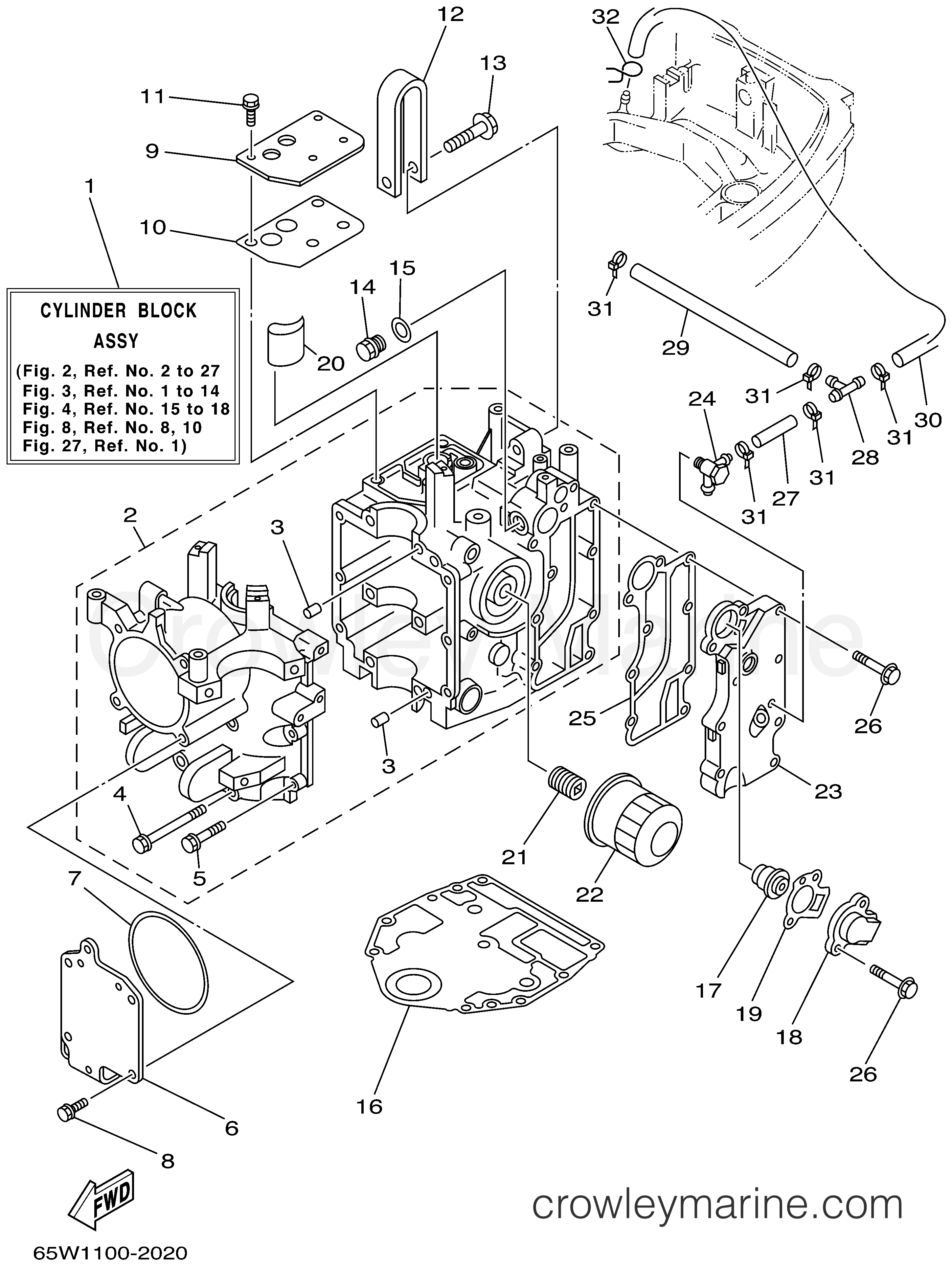 Yamaha Motors F25MLHA - CYLINDER CRANKCASE 1