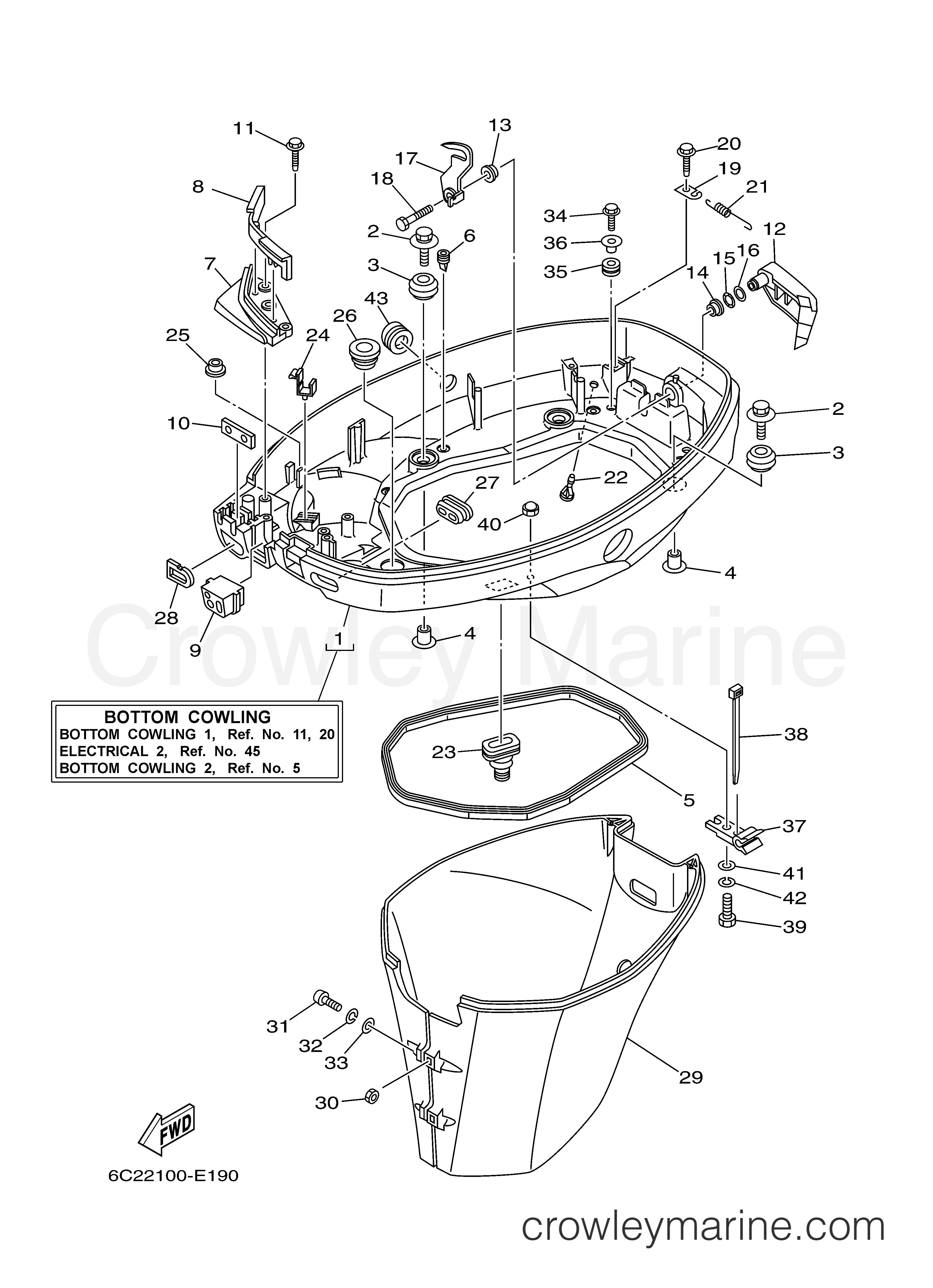 Yamaha Motors F60TLR - BOTTOM COWLING 1