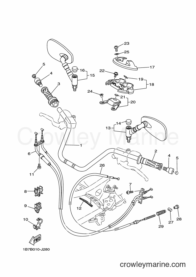 Yamaha Motors CP250 (1B7G) [010] - STEERING HANDLE & CABLE