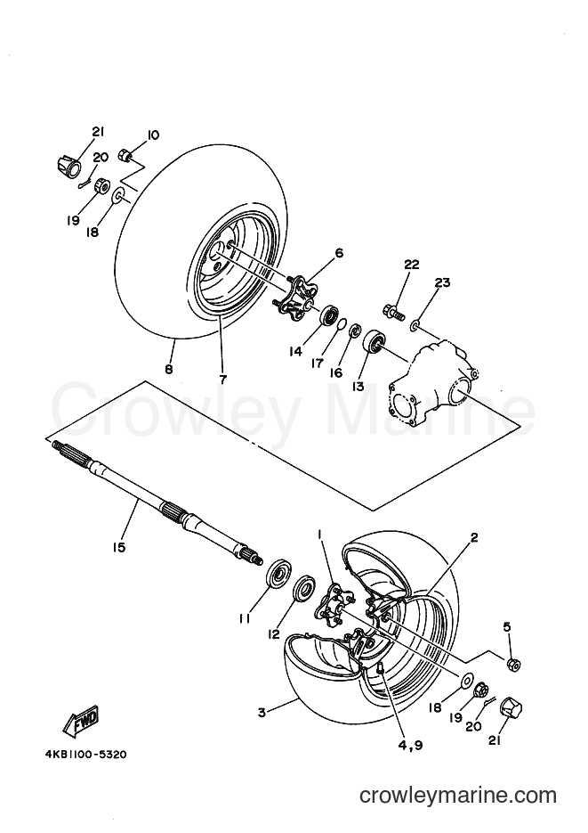 1997 ATV YFM350FW-X - YFM350FW-X (4KB8) [020] - REAR WHEEL