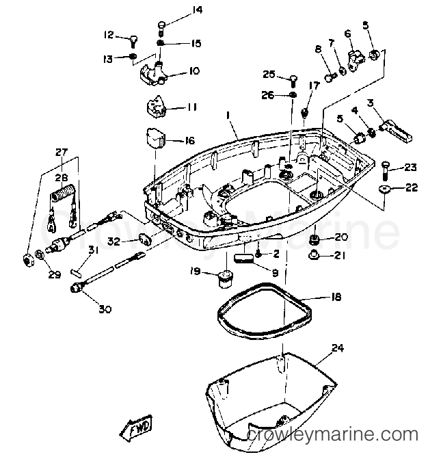 BOTTOM COWLING - 1992 Yamaha Outboard 40hp 40PLRQ ... rotax 380 engine diagram 
