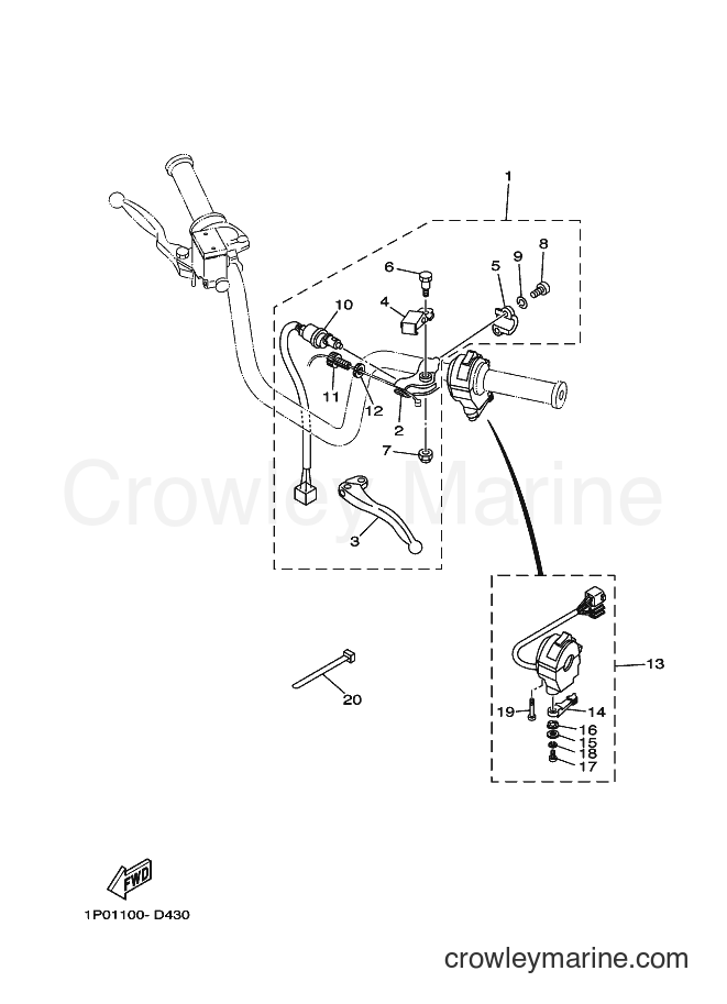 2005 ATV YFM250 - YFM250 (1P02) [010] - HANDLE SWITCH & LEVER
