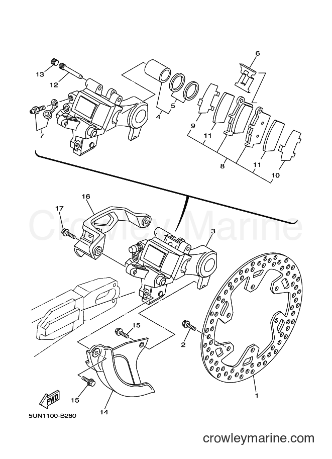2003 Dirt Bike YZ250 - YZ250 (5UP2) [010] - REAR BRAKE CALIPER