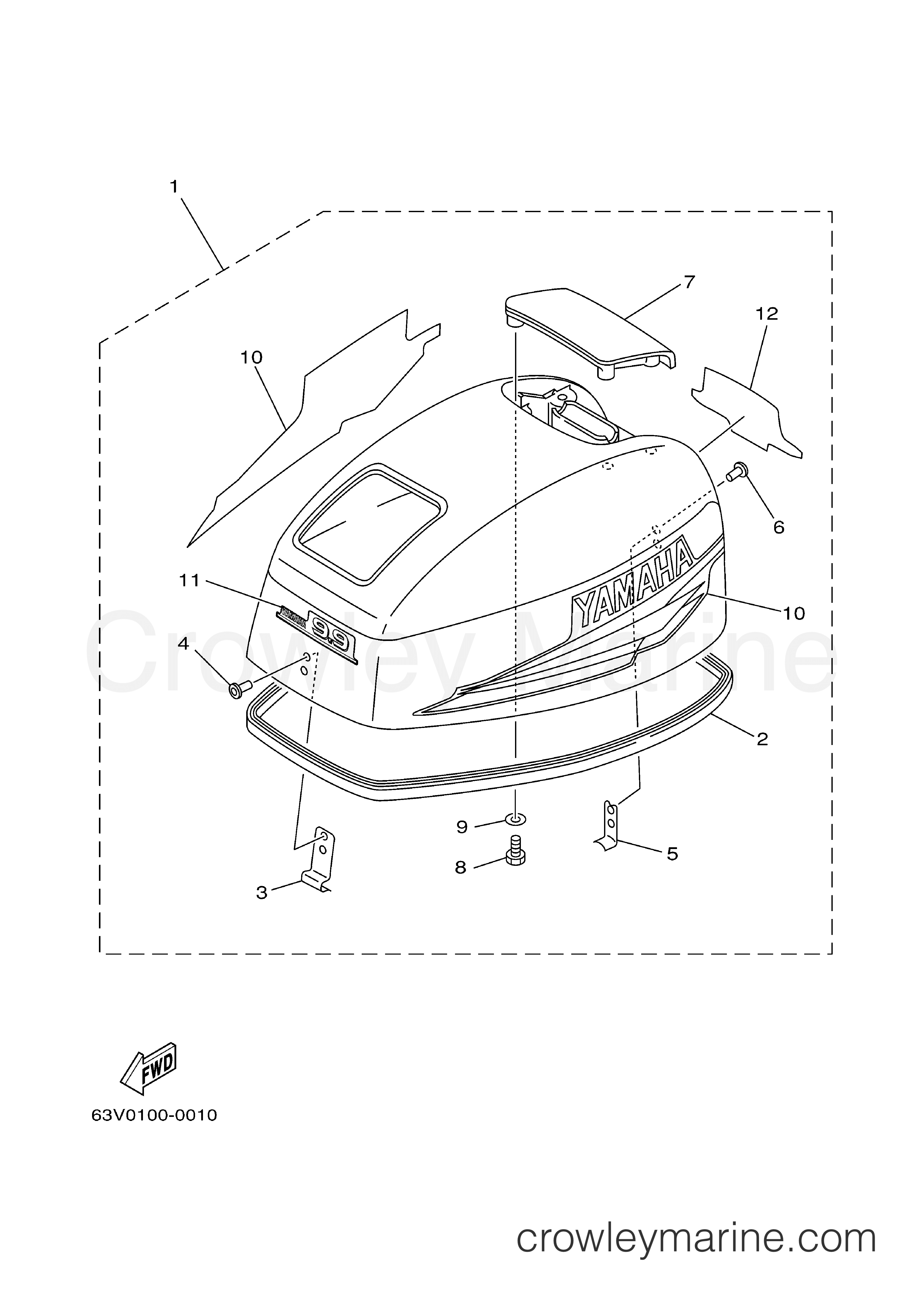 Yamaha Motors 15MLHY - TOP COWLING