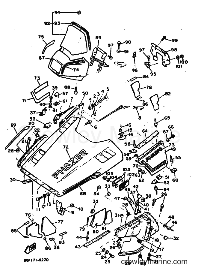 1989 Snowmobile PZ480FXN - PZ480FXN (86F2) [010] - SHROUD & WINDSHIELD
