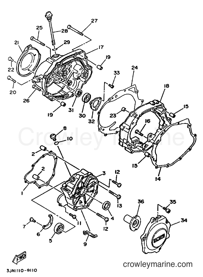 1989 ATV YFU1 - YFU1 (3JN2) [010] - CRANKCASE COVER 1