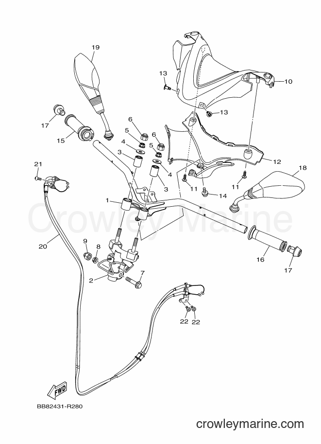 Yamaha Motors MWS150-A (BB82) [010] - STEERING HANDLE & CABLE