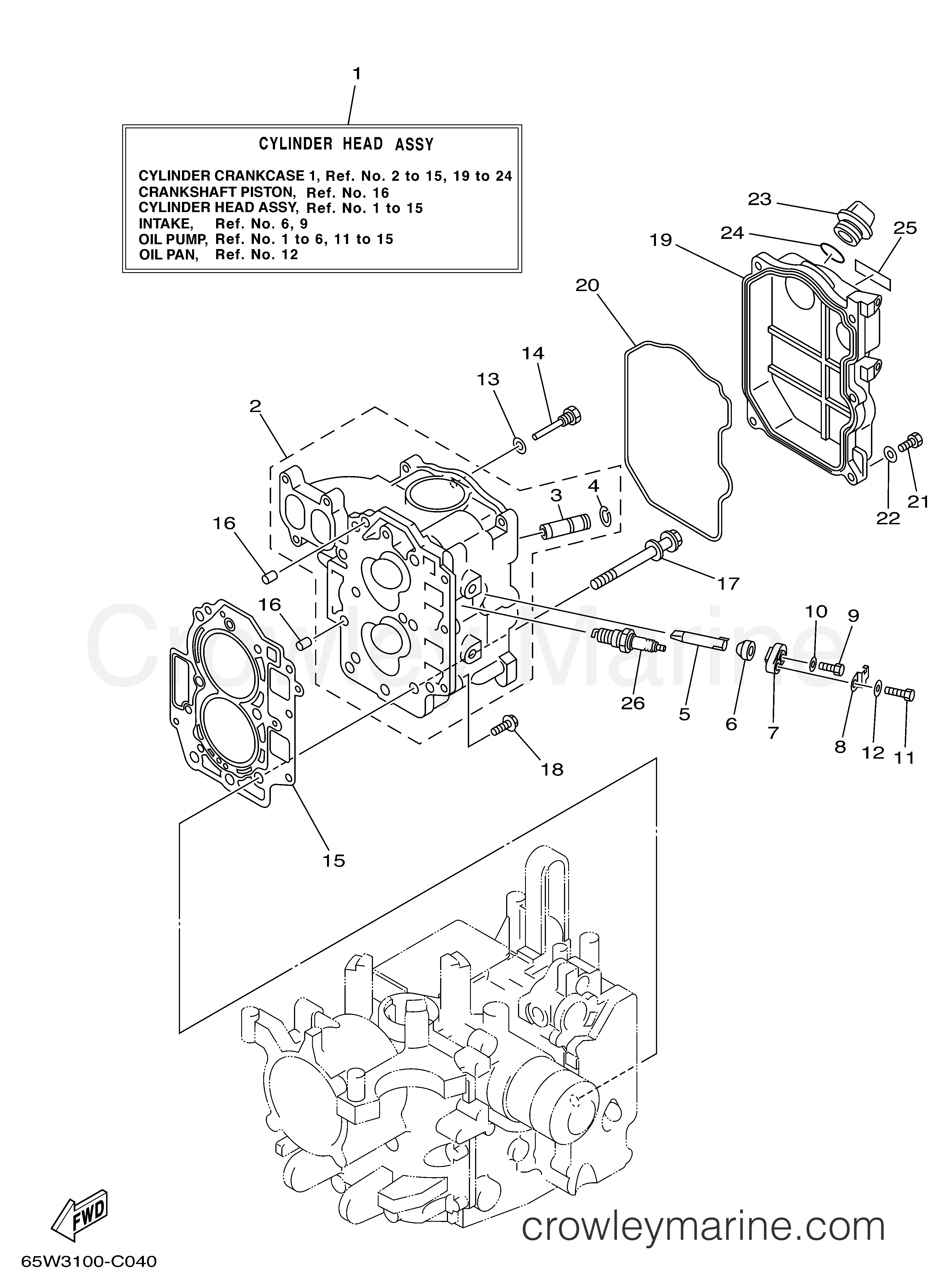 Yamaha Motors F25ESRD - CYLINDER HEAD ASSY