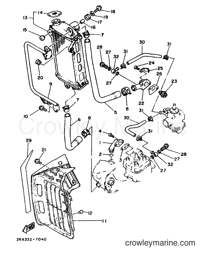 1987 Scooter DT80LC - DT80LC (2RA) [999] - RADIATOR & HOSE