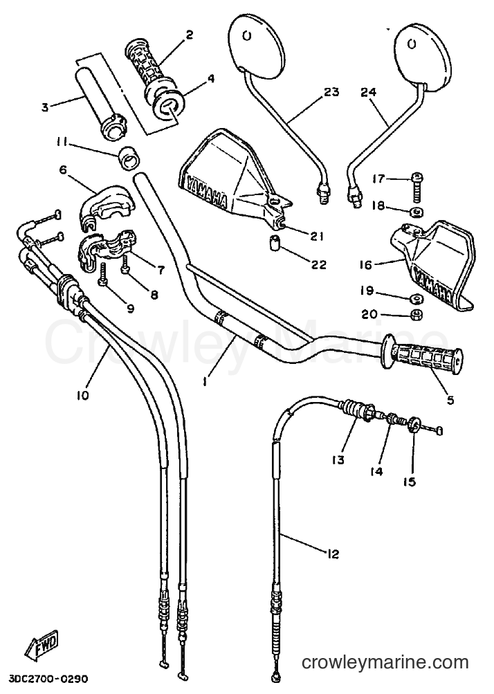 1990 Dirt Bike TT250 - TT250 (3DC2) [010] - STEERING HANDLE & CABLE